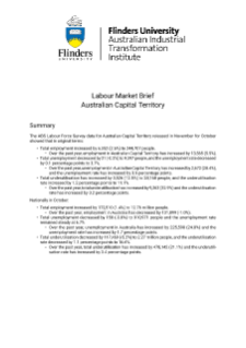 Labour Market Brief Australian Capital Territory