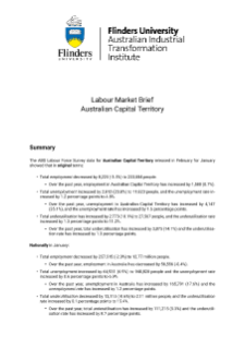 Labour Market Brief Australian Capital Territory