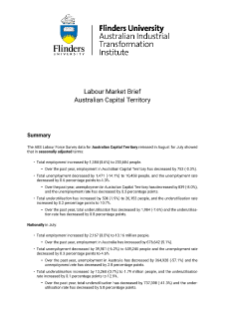 Labour Market Brief Australian Capital Territory